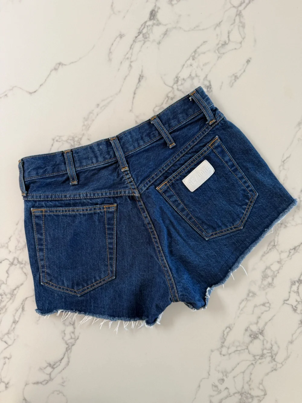 Re/Done Double Needle Western Shorts - Dark Wash - Size 26
